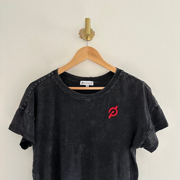 Peloton Acid Wash Pullover Crew Neck Short Sleeve T-Shirt Black M - Picture 4 of 7